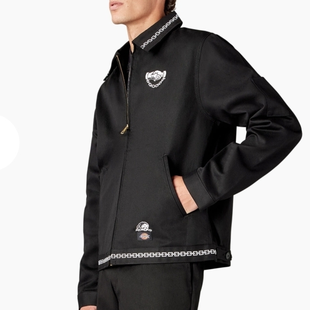 Dickies Black Lightweight Shirt Jacket with Athletic Collar